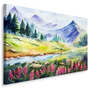 Plátno Akvarelem Malovaná Horská Krajina Varianta: 70x50
