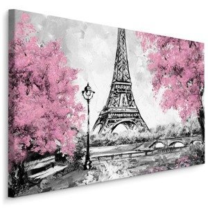 Plátno Eiffelova Věž Mezi Kvetoucími Stromy I. Varianta: 120x80
