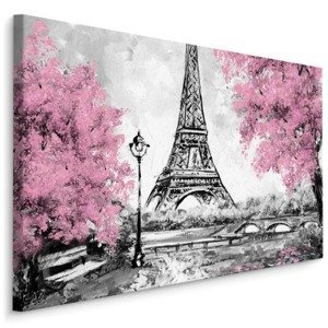 Plátno Eiffelova Věž Mezi Kvetoucími Stromy I. Varianta: 30x20