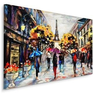 Plátno Lidé S Barevnými Deštníky V Paříži I. Varianta: 100x70
