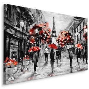 Plátno Lidé S Červenými Deštníky V Paříži Varianta: 100x70
