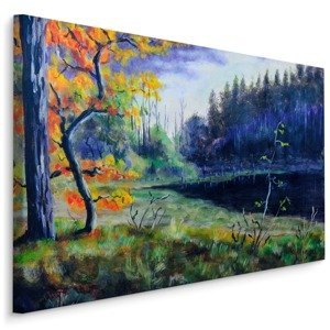 Plátno Podzimní Les V Modrých Barvách Varianta: 100x70