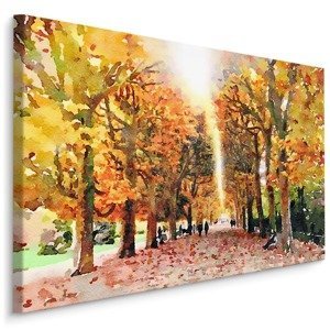 Plátno Podzimní Les Malovaný Akvarelem Varianta: 100x70