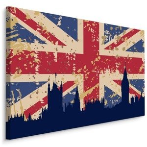 Plátno Vlajka Anglie Se Siluetou Londýna Varianta: 70x50