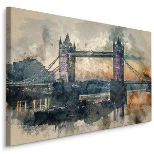 Plátno Pohled Na Tower Bridge Malovaný Vodovými Barvami Varianta: 30x20