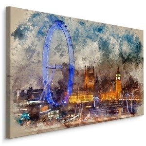 Plátno Panorama Londýna Malované Vodovými Barvami Varianta: 100x70