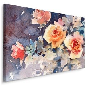 Plátno Barevné Růže Jako Malované Akvarelem Varianta: 100x70