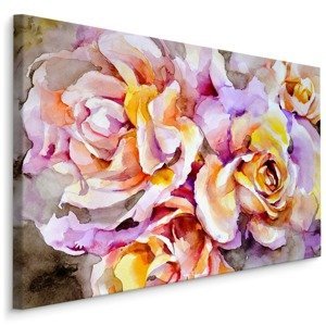 Plátno Barevné Květy Růže Malované Akvarelem Varianta: 100x70