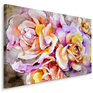 Plátno Barevné Květy Růže Malované Akvarelem Varianta: 40x30