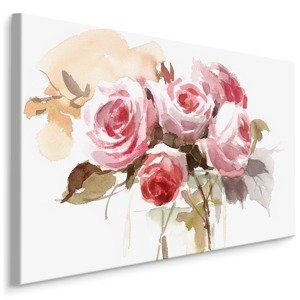 Plátno Kytice Jemných Růží Malovaná Akvarelem Varianta: 120x80
