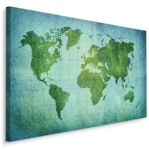 MyBestHome BOX Plátno Zeleno-Modrá Mapa Světa Varianta: 90x60
