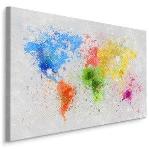 MyBestHome BOX Plátno Barevná Mapa Světa Namalovaná Akvarelem Varianta: 120x80