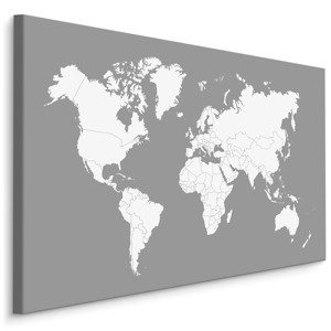 MyBestHome BOX Plátno Mapa Světa Na Šedém Pozadí Varianta: 70x50