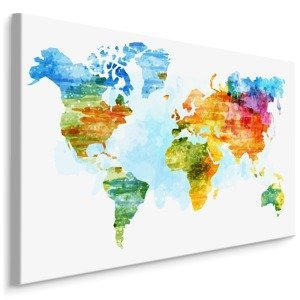MyBestHome BOX Plátno Vícebarevná Mapa Malovaná Akvarelem Varianta: 100x70