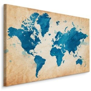 MyBestHome BOX Plátno Mapa Světa V Modrých Tónech Varianta: 120x80