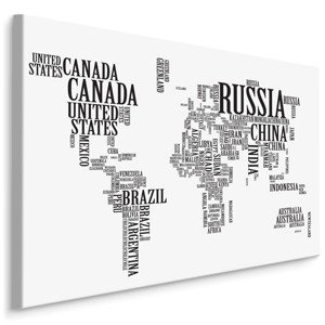 MyBestHome BOX Plátno Mapa Světa S Černými Nápisy Varianta: 70x50