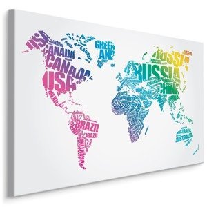 MyBestHome BOX Plátno Mapa Světa S Barevnými Nápisy Varianta: 90x60