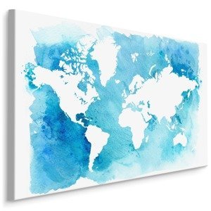 MyBestHome BOX Plátno Modrá A Bílá Mapa Světa Varianta: 100x70