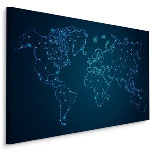 MyBestHome BOX Plátno Hvězdná Modrá Mapa Světa Varianta: 100x70