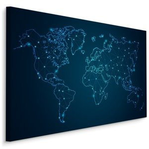 MyBestHome BOX Plátno Hvězdná Modrá Mapa Světa Varianta: 120x80