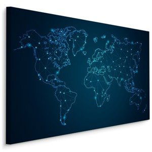 MyBestHome BOX Plátno Hvězdná Modrá Mapa Světa Varianta: 70x50