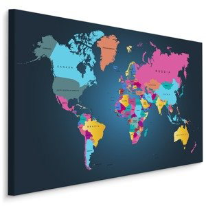 MyBestHome BOX Plátno Vícebarevná Mapa Politického Světa Varianta: 100x70