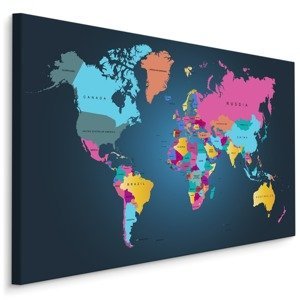 MyBestHome BOX Plátno Vícebarevná Mapa Politického Světa Varianta: 70x50