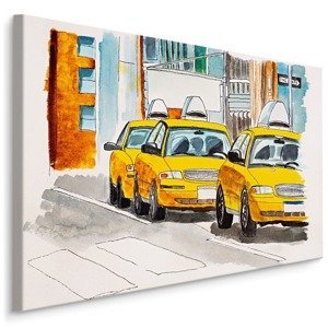 MyBestHome BOX Plátno New York City Taxíky Malované Akvarelem Varianta: 100x70