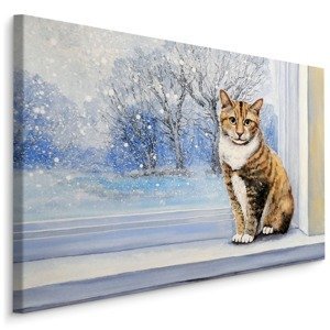 MyBestHome BOX Plátno Kočka Zimním Okně Varianta: 100x70