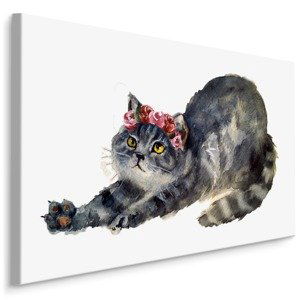 MyBestHome BOX Plátno Kočka Malovaná Akvarelem I. Varianta: 100x70
