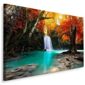 Plátno Vodopád V Podzimním Lese 3D Varianta: 120x80