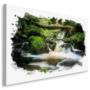 Plátno Vodopád V Lese Malovaný Akvarelem Varianta: 100x70