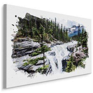 Plátno Akvarel Vodopád V Horách Varianta: 100x70