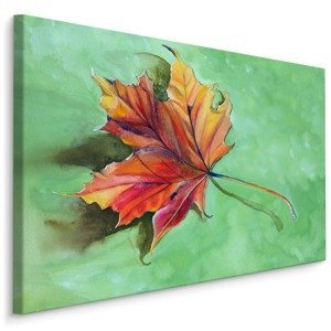 MyBestHome BOX Plátno Podzimní Javorový List Malovaný Akvarelem Varianta: 120x80