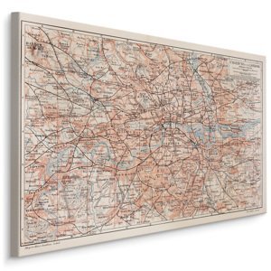 MyBestHome BOX Plátno Mapa Londýna A Okolí Varianta: 100x70
