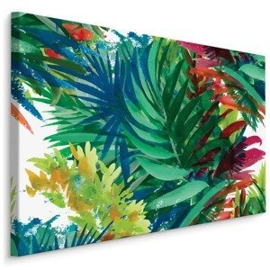 MyBestHome BOX Plátno Barevné Tropické Listy Jako Malované Varianta: 100x70
