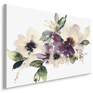 MyBestHome BOX Plátno Listy A Květy Malované Akvarelem Varianta: 70x50