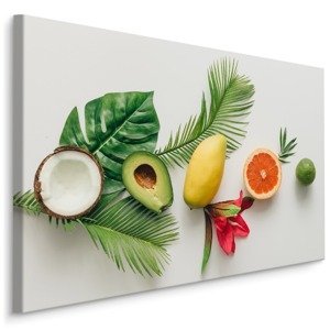 MyBestHome BOX Plátno Barevné Tropické Ovoce A Listy Varianta: 100x70