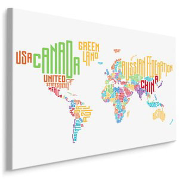 MyBestHome BOX Plátno Mapa Světa - Titulky Varianta: 30x20