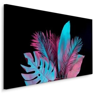 MyBestHome BOX Plátno Neonové Tropické Listy Na Černém Pozadí Varianta: 120x80