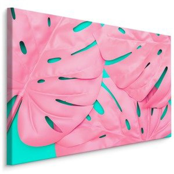 MyBestHome BOX Plátno Růžové Dekorativní Listy Monstery Varianta: 40x30