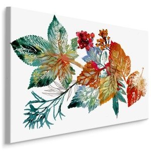 MyBestHome BOX Plátno Podzimní Listí Malované Akvarelem I. Varianta: 100x70