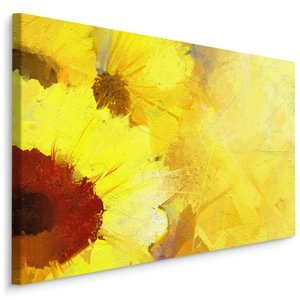 Plátno Malované Slunečnice Na Žlutém Podkladu Varianta: 100x70