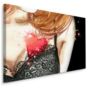 MyBestHome BOX Plátno Žena Se Srdcem Namalovaná Akvarelem Varianta: 30x20