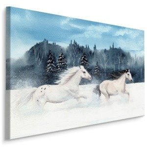 MyBestHome BOX Plátno Koně Cválající Sněhem Varianta: 100x70