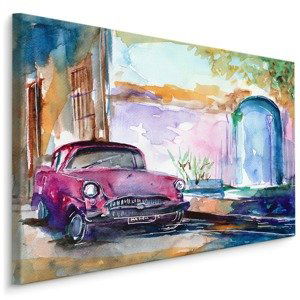 MyBestHome BOX Plátno Růžové Auto Malované Akvarelem Varianta: 100x70