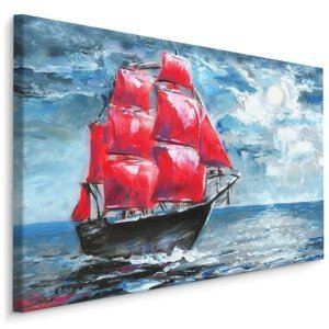 Plátno Červený Koráb Na Moři Varianta: 100x70