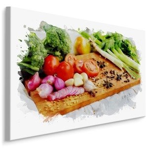 MyBestHome BOX Plátno Zelenina S Kořením Na Dřevěném Prkénku Varianta: 30x20