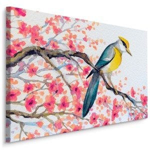 MyBestHome BOX Plátno Pták A Květiny Na Stromě Varianta: 100x70