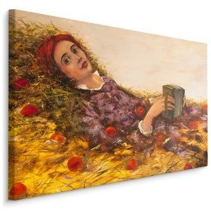 MyBestHome BOX Plátno Žena S Knihou Varianta: 100x70